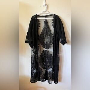 Cotton thread embroidered sheer tunic/robe